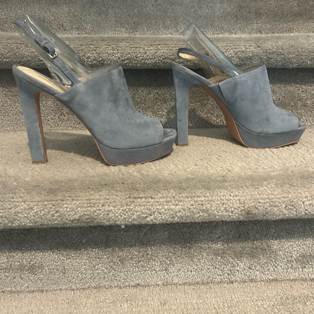 Nine West Blue/gray suede Slingback 4 inch heels - Picture 3 of 8